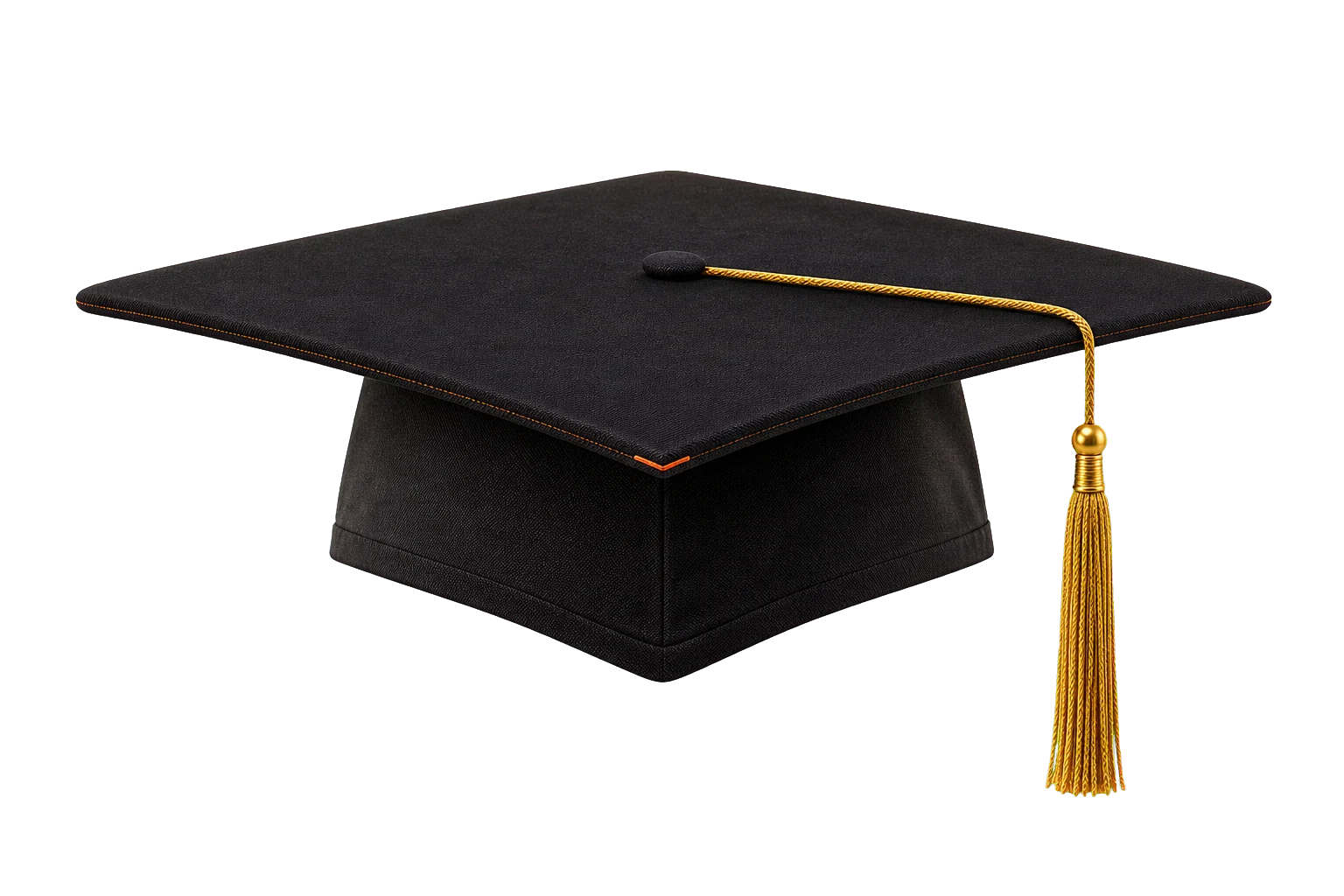 Graduation cap landing on the student