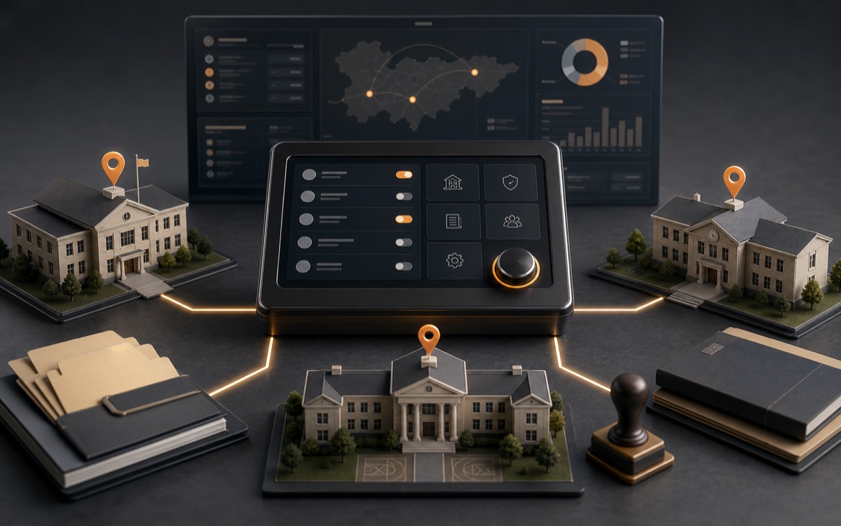 Campus models connected to a central governance console